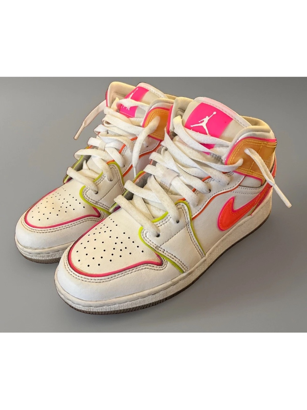 Nike Air Jordan 1 Mid PS Edge Glow Kids 5Y - CV4611-100 Basketball Sneakers